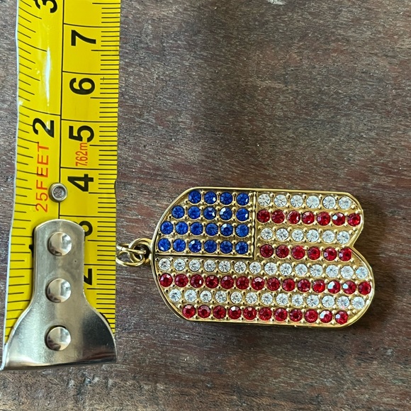 American flag rhinestone pendant, vintage - Picture 6 of 7